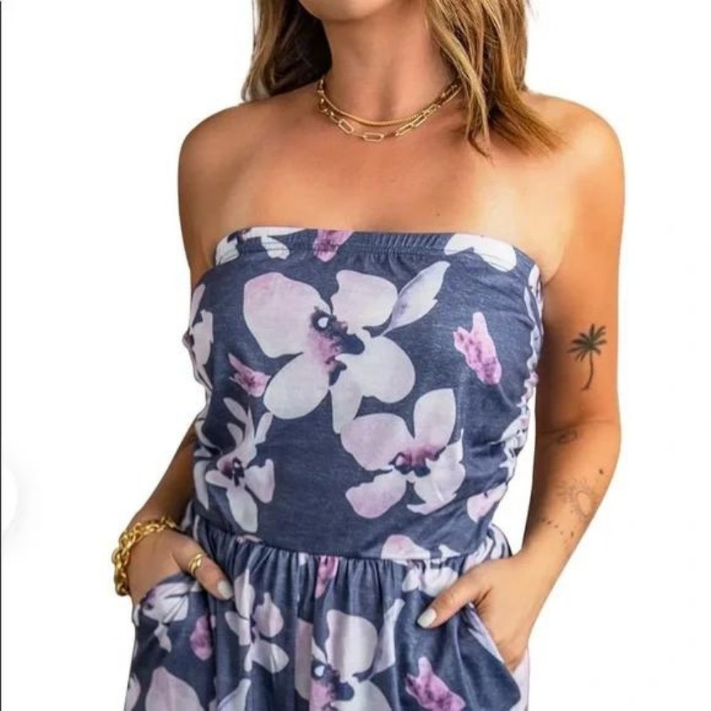 Strapless Floral Romper - Picture 2 of 6
